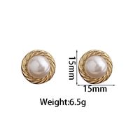 1 Pair Simple Style Classic Style Round Plating Inlay Alloy Artificial Pearls Gold Plated Ear Studs sku image 1