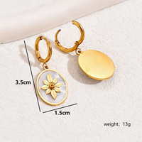 1 Pair Retro French Style Flower Plating Inlay 201 Stainless Steel Shell 18K Gold Plated Drop Earrings main image 6