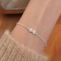 Simple Style Bow Knot Sterling Silver Plating Inlay Zircon Silver Plated Bracelets main image 1