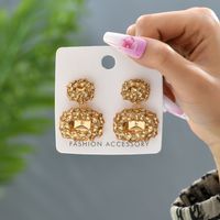 1 Pair Luxurious Punk Square Plating Inlay Zinc Alloy Rhinestones Gold Plated Dangling Earrings sku image 1