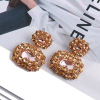 1 Pair Luxurious Punk Square Plating Inlay Zinc Alloy Rhinestones Gold Plated Dangling Earrings main image 4