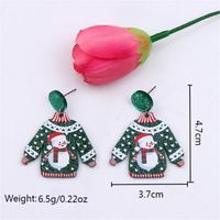 1 Pair Cute Christmas Sweet Santa Claus Snowflake Elk Arylic Wood Drop Earrings main image 3