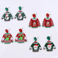 1 Pair Cute Christmas Sweet Santa Claus Snowflake Elk Arylic Wood Drop Earrings main image 1