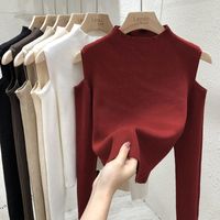 Women's Sweater Long Sleeve Sweaters & Cardigans Hollow Out Casual Solid Color main image 6