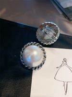 1 Par Retro Oval Enchapado Embutido Cobre Perlas Artificiales Pendientes sku image 6