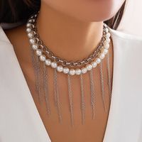 Vintage-stil Pendeln Runden Künstliche Perle Legierung Perlen Frau Halskette main image 3