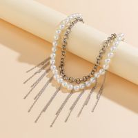 Vintage-stil Pendeln Runden Künstliche Perle Legierung Perlen Frau Halskette main image 5
