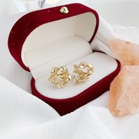 1 Pair Simple Style Classic Style Solid Color Plating Alloy Gold Plated Ear Studs main image 5