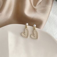 1 Pair Sweet Simple Style Heart Shape Plating Alloy Artificial Pearls Gold Plated Ear Cuffs Ear Studs main image 4