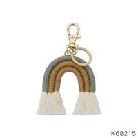 Bohemian Rainbow Alloy Cotton Thread Braid Bag Pendant Keychain sku image 6