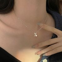 Elegant Solid Color Freshwater Pearl Sterling Silver Plating Inlay Diamond Silver Plated Pendant Necklace main image 1