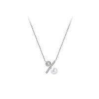 Elegant Solid Color Freshwater Pearl Sterling Silver Plating Inlay Diamond Silver Plated Pendant Necklace main image 6
