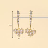 1 Pair Ig Style Vintage Style Heart Shape Plating Inlay Copper Zircon White Gold Plated Drop Earrings main image 2