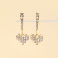 1 Pair Ig Style Vintage Style Heart Shape Plating Inlay Copper Zircon White Gold Plated Drop Earrings main image 3
