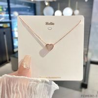 Casual Business Simple Style Heart Shape Sterling Silver Plating Inlay Zircon 18k Gold Plated Rhodium Plated Pendant Necklace main image 1