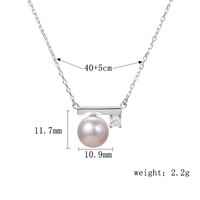 Elegant Solid Color Freshwater Pearl Sterling Silver Plating Inlay Diamond Silver Plated Pendant Necklace sku image 2