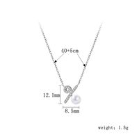 Elegant Solid Color Freshwater Pearl Sterling Silver Plating Inlay Diamond Silver Plated Pendant Necklace sku image 1