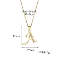 Stainless Steel Titanium Steel 18K Gold Plated Fashion Plating Inlay Letter Zircon Pendant Necklace main image 11