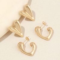 1 Pair Simple Style Heart Shape Polishing Plating Copper 18K Gold Plated Ear Studs main image 4