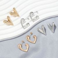 1 Pair Simple Style Heart Shape Polishing Plating Copper 18K Gold Plated Ear Studs main image 1