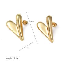 1 Pair Simple Style Heart Shape Polishing Plating Copper 18K Gold Plated Ear Studs sku image 3
