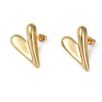 1 Pair Simple Style Heart Shape Polishing Plating Copper 18K Gold Plated Ear Studs main image 6