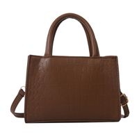 Women's Pu Leather Solid Color Vintage Style Square Zipper Handbag sku image 1