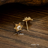 1 Pair Vintage Style Snowflake Plating Inlay Copper Alloy Zircon 18K Gold Plated Ear Studs main image 7