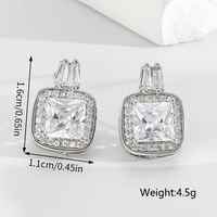 1 Pair Simple Style Shiny Square Plating Inlay Copper Zircon Drop Earrings main image 4