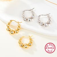 1 Pair Casual Streetwear Round Plating Sterling Silver 18k Gold Plated Rhodium Plated Earrings main image 3
