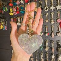 1 Piece Fashion Heart Shape Metal Inlay Rhinestones Women's Keychain sku image 41