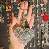 1 Piece Fashion Heart Shape Metal Inlay Rhinestones Women's Keychain sku image 40