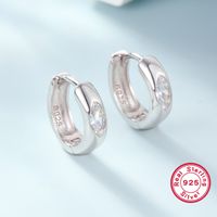 1 Pair Casual Modern Style Round Inlay Sterling Silver Zircon White Gold Plated Rhodium Plated Earrings main image 5