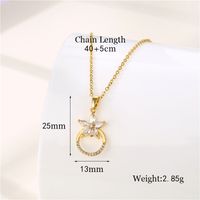 Stainless Steel Titanium Steel Korean Style Inlay Plating Tree Swan Heart Shape Zircon Pendant Necklace sku image 7