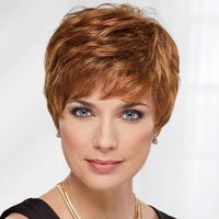Women's Retro Casual High Temperature Wire Side Fringe Short Straight Hair Wigs sku image 2
