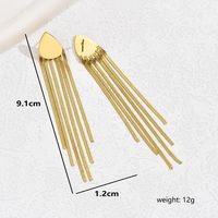 1 Pair Simple Style Water Droplets Tassel 201 Stainless Steel 18K Gold Plated Drop Earrings main image 6