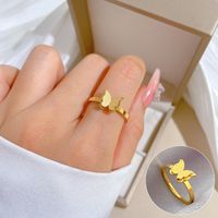 Titanium Steel Casual Simple Style Butterfly Rings sku image 1