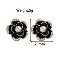 1 Pair Elegant Lady Flower Inlay Alloy Artificial Pearls Gold Plated Ear Studs sku image 1
