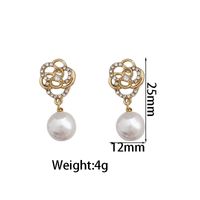 1 Pair Elegant Korean Style Flower Inlay Imitation Pearl Alloy Artificial Rhinestones Gold Plated Drop Earrings sku image 1