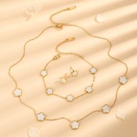 Stainless Steel 18K Gold Plated Elegant Plating Flower Acrylic Bracelets Earrings Necklace sku image 1