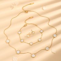 Stainless Steel 18K Gold Plated Elegant Plating Flower Acrylic Bracelets Earrings Necklace main image 6