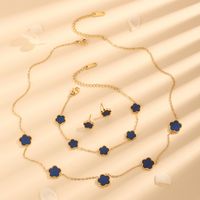 Stainless Steel 18K Gold Plated Elegant Plating Flower Acrylic Bracelets Earrings Necklace sku image 5