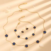 Stainless Steel 18K Gold Plated Elegant Plating Flower Acrylic Bracelets Earrings Necklace main image 1