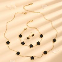 Stainless Steel 18K Gold Plated Elegant Plating Flower Acrylic Bracelets Earrings Necklace main image 3