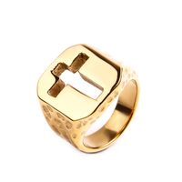 Rock Streetwear Cross Titanium Steel Plating 18K Gold Plated Men's Rings main image 4