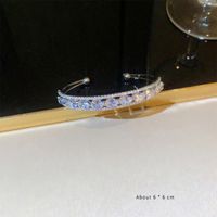 Sweet Simple Style Water Droplets Copper Plating Inlay Zircon 18k Gold Plated White Gold Plated Bangle sku image 1