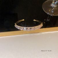 Sweet Simple Style Water Droplets Copper Plating Inlay Zircon 18k Gold Plated White Gold Plated Bangle sku image 2