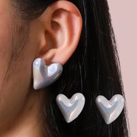 1 Pair Simple Style Heart Shape Stamping Resin Ear Studs main image 1