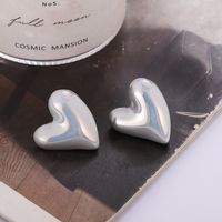 1 Pair Simple Style Heart Shape Stamping Resin Ear Studs sku image 1