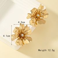 1 Pair Ig Style Simple Style Flower Plating Inlay Alloy Rhinestones 14k Gold Plated Ear Studs main image 6